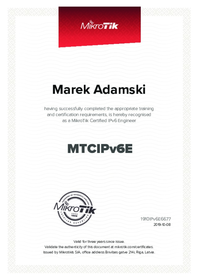 MikroTik Certified IPv6 - Engineer